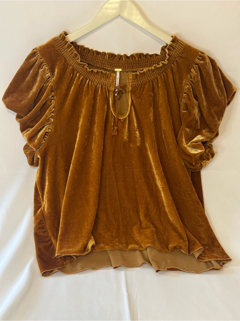 FREE PEOPLE Terese Velvet Top in Pumpkin Pie size L